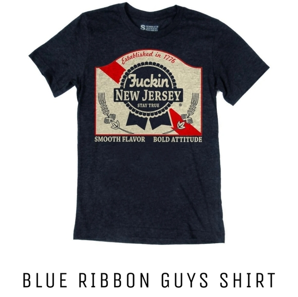 TRUE JERSEY Blue Ribbon New Jersey short sleeve graphic tee Med. Garden State NJ - Picture 1 of 16